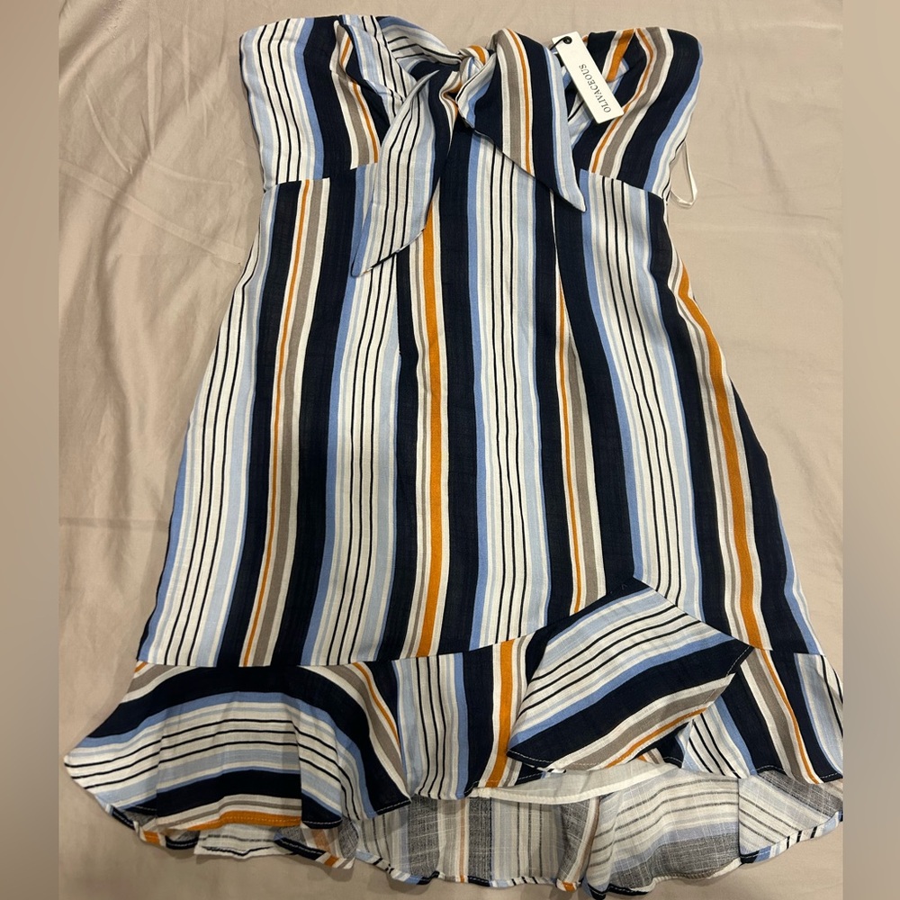 Olivaceous Summer Vacation Striped Strapless Mini Dress
